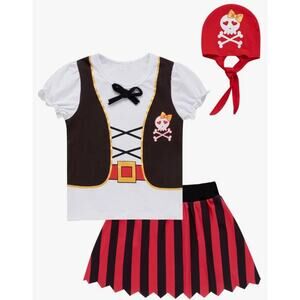 Pirate Halloween Costume - Shirt Skirt & Head Scarf Toddler / Baby 12 - 18 Mths